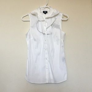 Ruffled sleeveless top white small